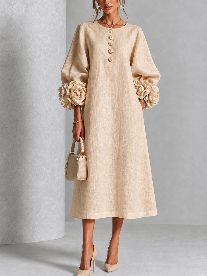 Rosanne | Vestido Midi con Puños de Rosetas