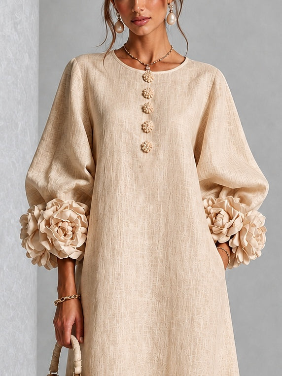 Rosanne | Vestido Midi con Puños de Rosetas