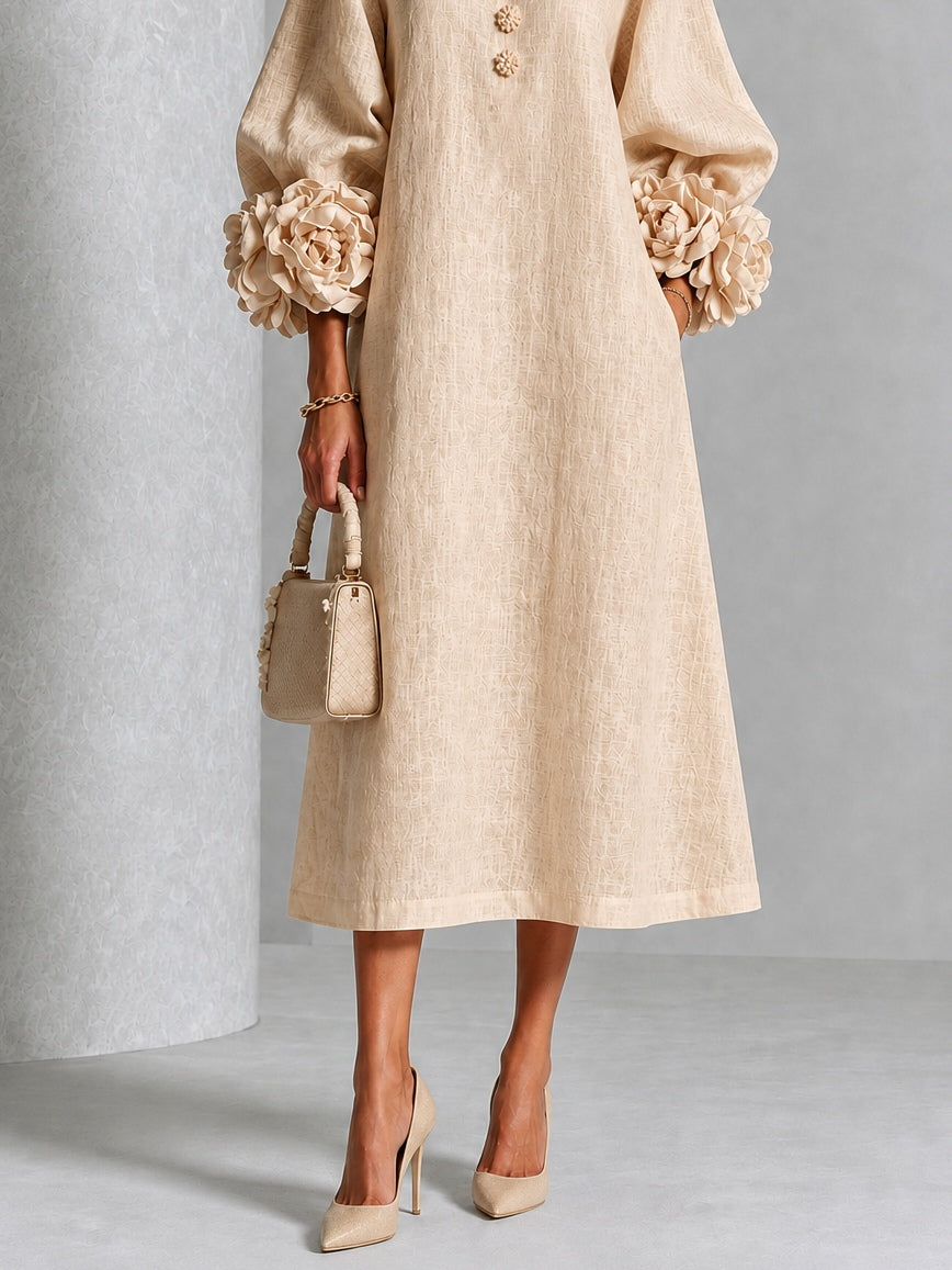 Rosanne | Vestido Midi con Puños de Rosetas