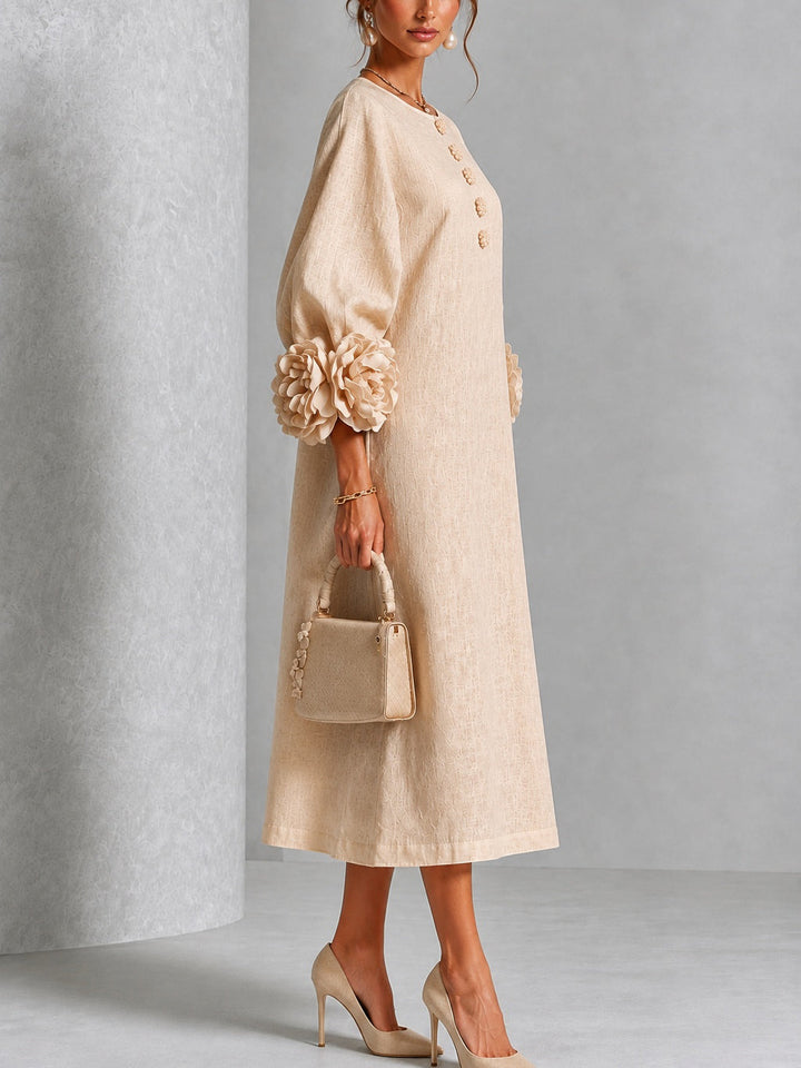 Rosanne | Vestido Midi con Puños de Rosetas