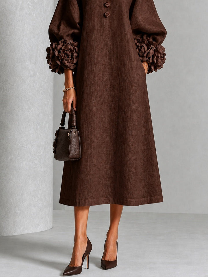 Beverly | Vestido Midi con Puños de Rosetas