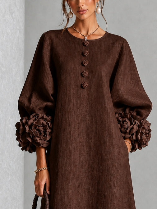 Beverly | Vestido Midi con Puños de Rosetas