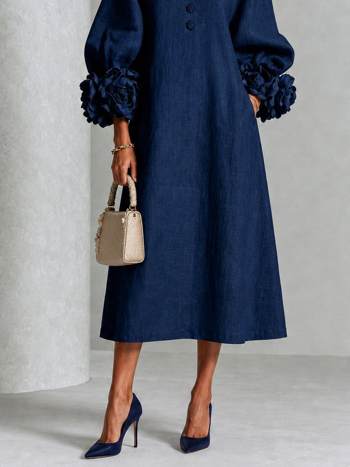 Danica | Vestido Midi con Puños Florales