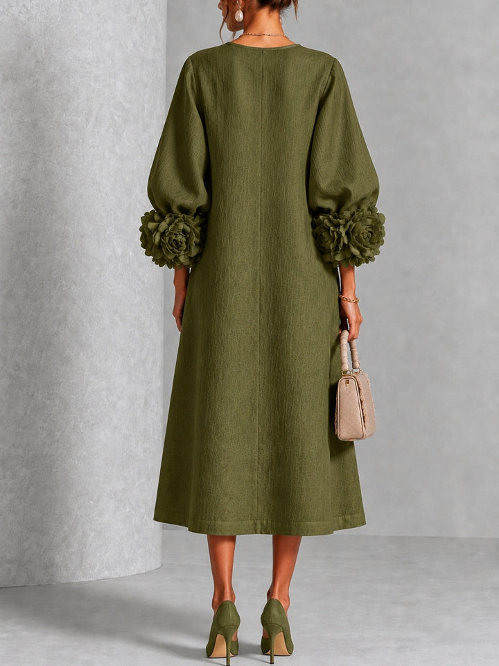 Wilhelmina | Vestido Midi con Puños Florales