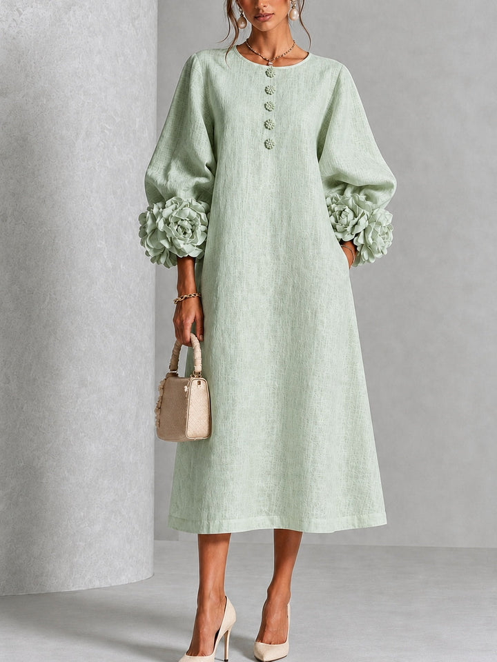 Sienna | Vestido Midi con Puños Florales