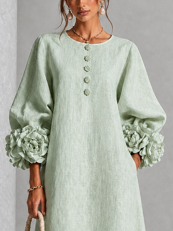 Sienna | Vestido Midi con Puños Florales