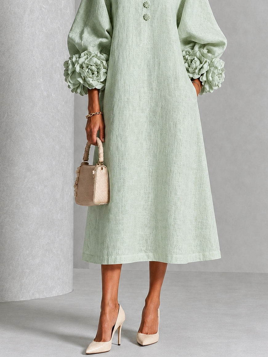 Sienna | Vestido Midi con Puños Florales