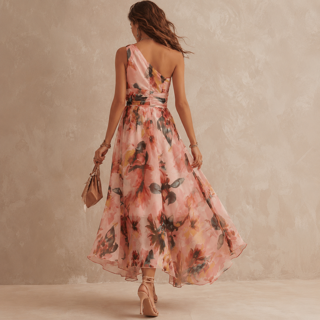 Aurora | Vestido Floral de un Hombro