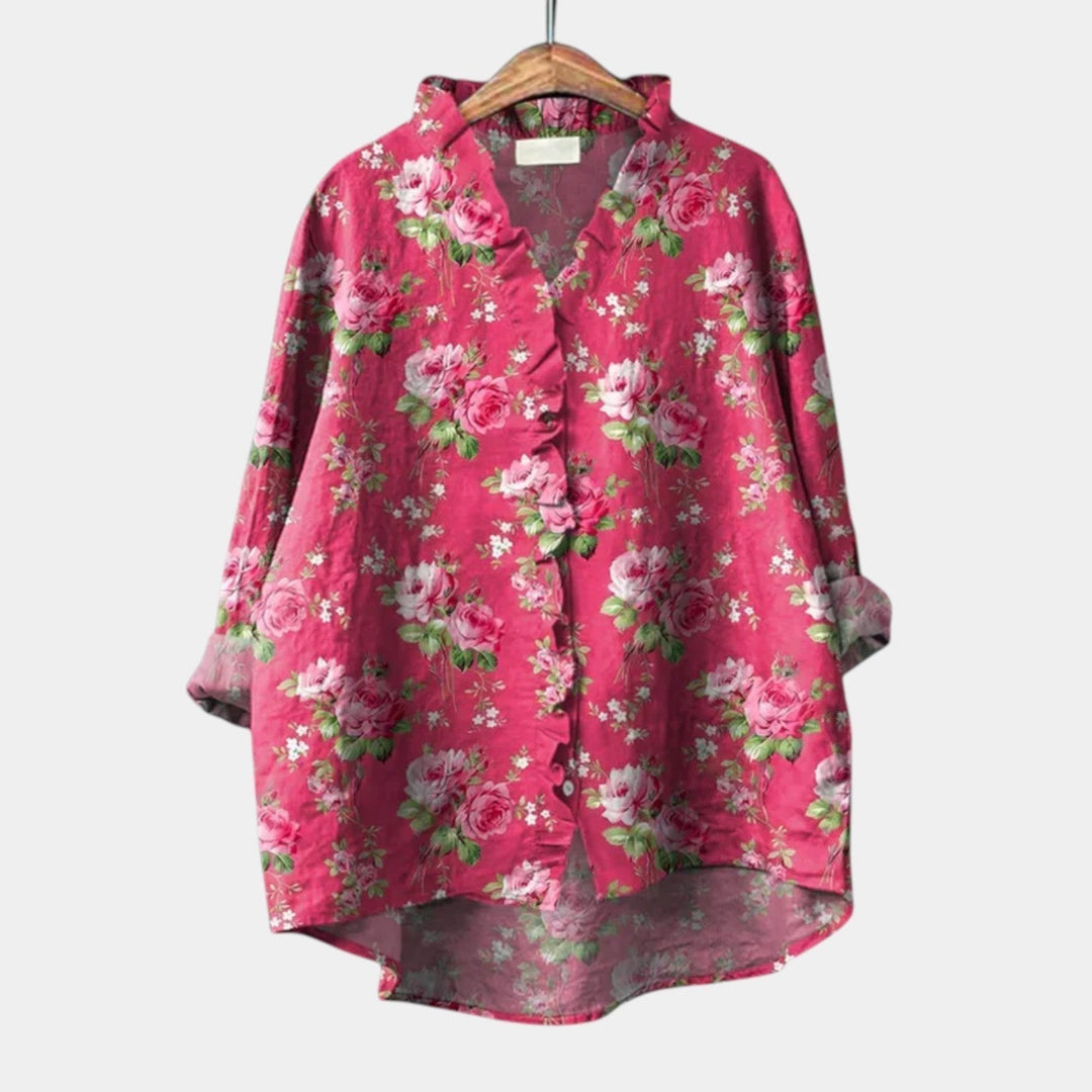 Ameilia | Blusa con estampado de rosas en fucsia
